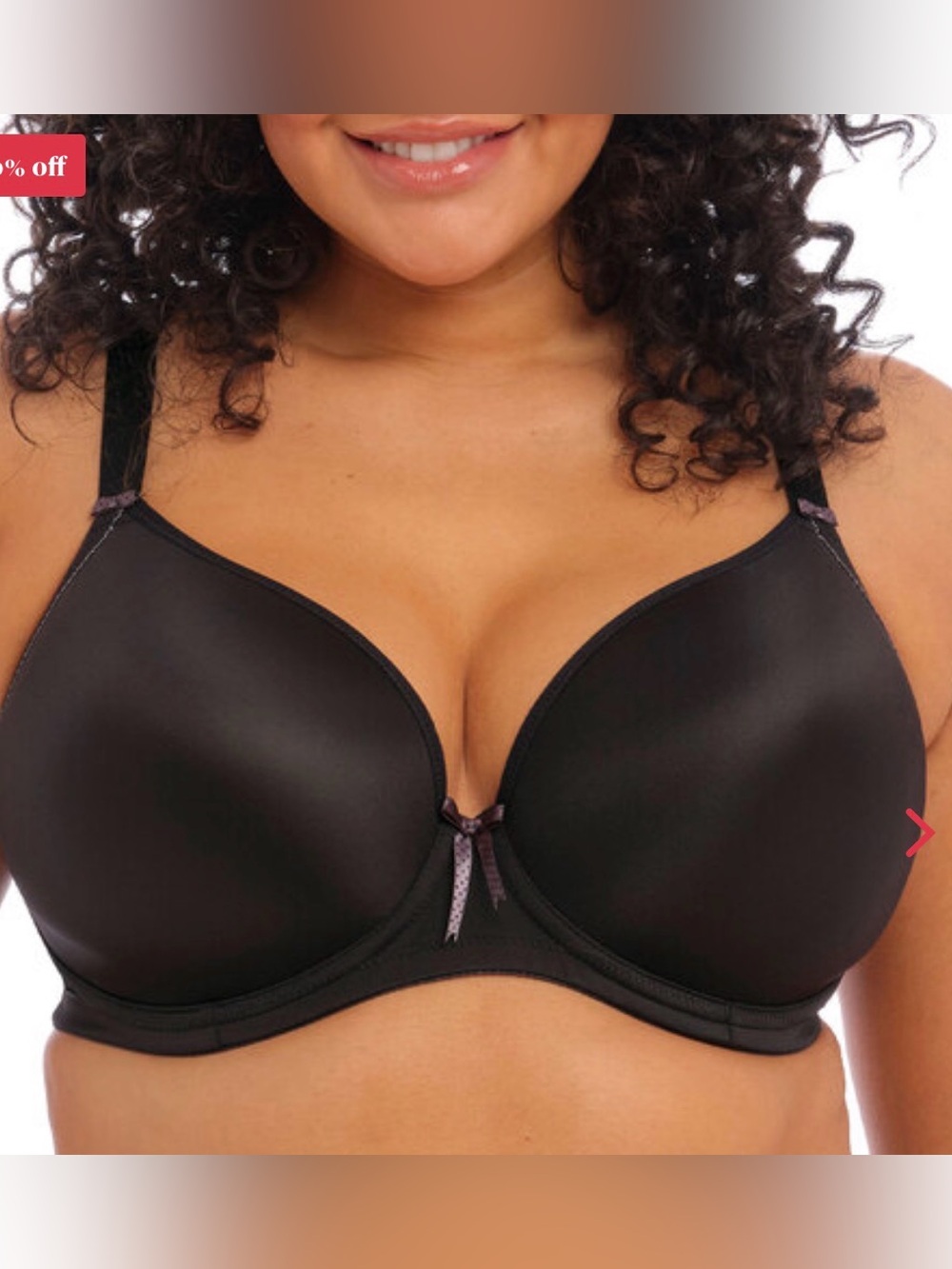 NWT Elomi Bijou 42K Black Molded Underwire Bra J-Hook